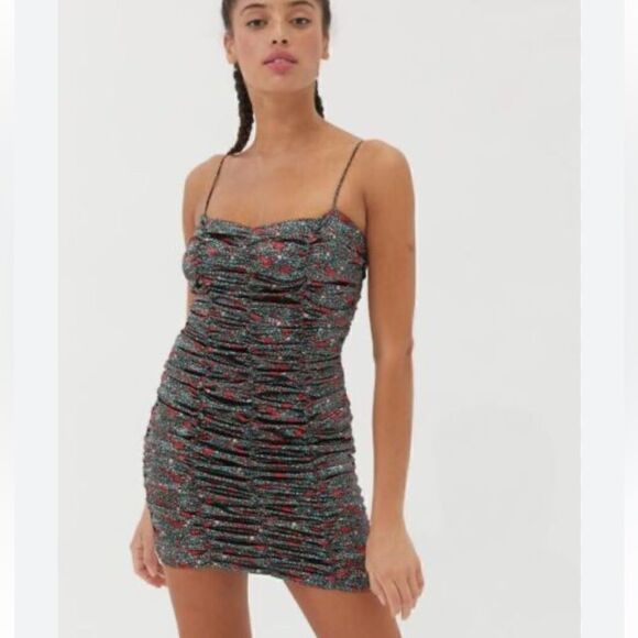 Urban Outfitters Rose Cinched Mini Dress Women’s Large - Picture 1 of 5